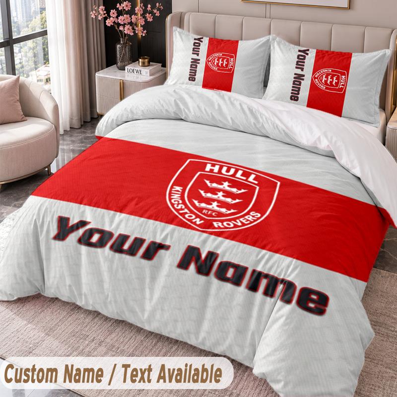 Hull KR Printed Bedding Set Custom Name Text 1 Duvet Cover 2 Pillowcases For Bedroom