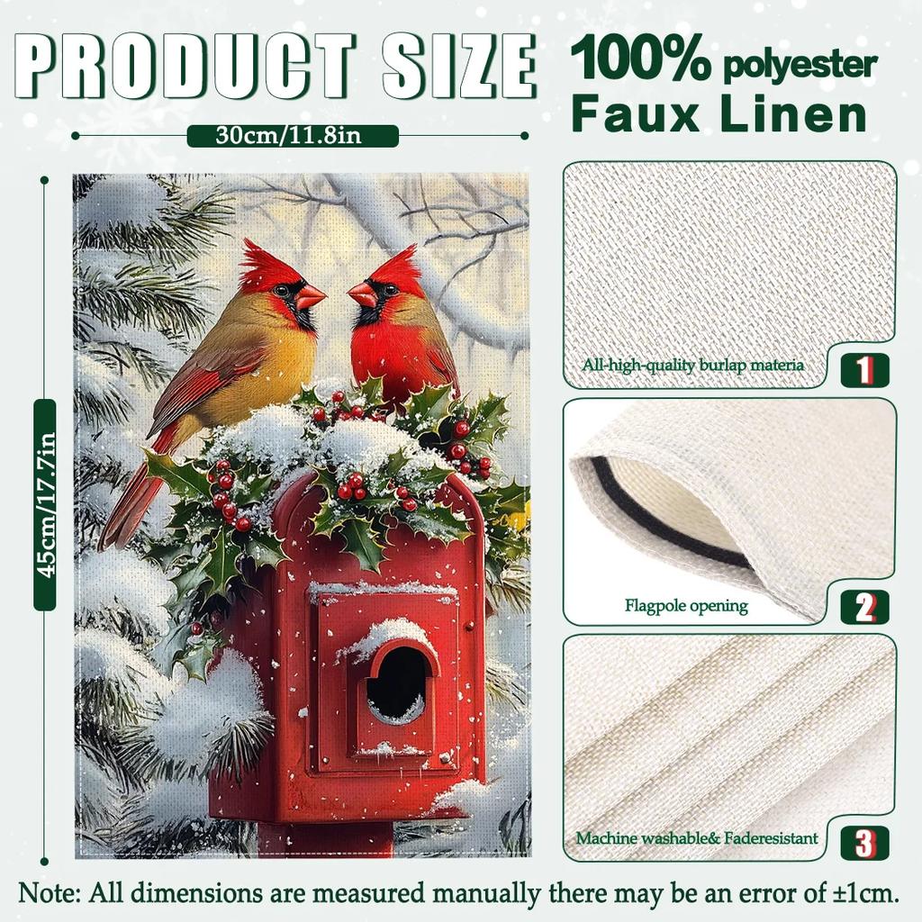 Winter Blauer Vogel Eule Hängende Fahnen Gartenflagge Banner Doppelseitiger Druck Imitation Leinen Fahnen Außen Haus Veranda Dekor