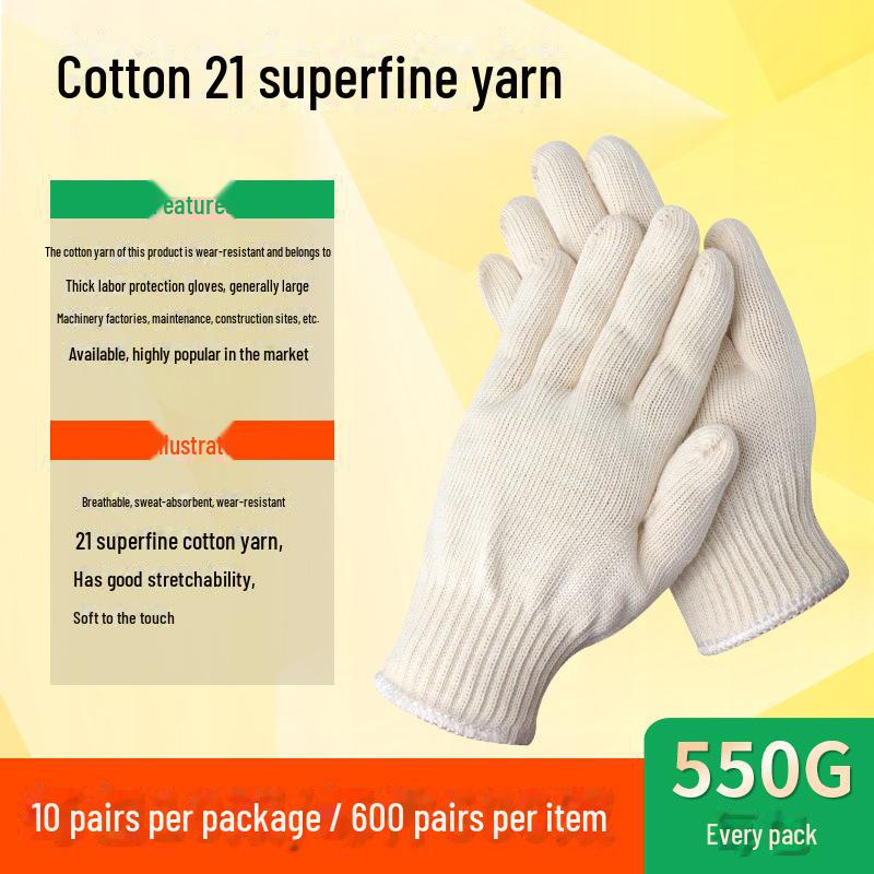 Cotton Yarn Work Gloves for Construction and Labor Protection