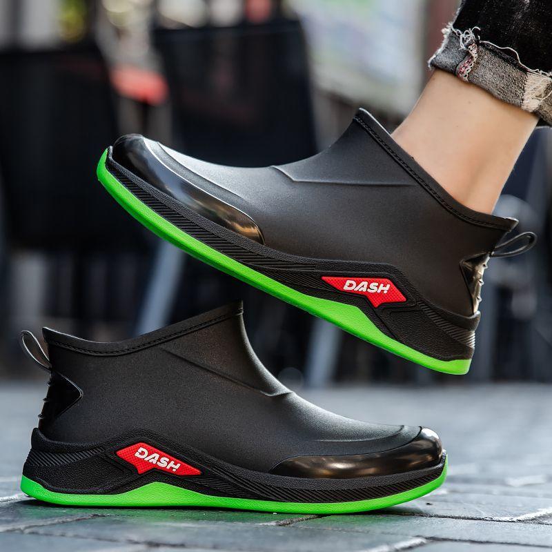 Men's Short PVC Outdoor Rain Boot Waterproof Durable Non-Slip Fishing Work Shoe for Men