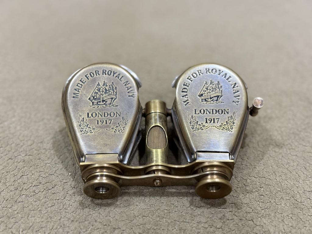 Handmade Antique Brass Maritime Binocular – Vintage Nautical Spyglass, Royal Navy London 1917 Replica, Collector Gift