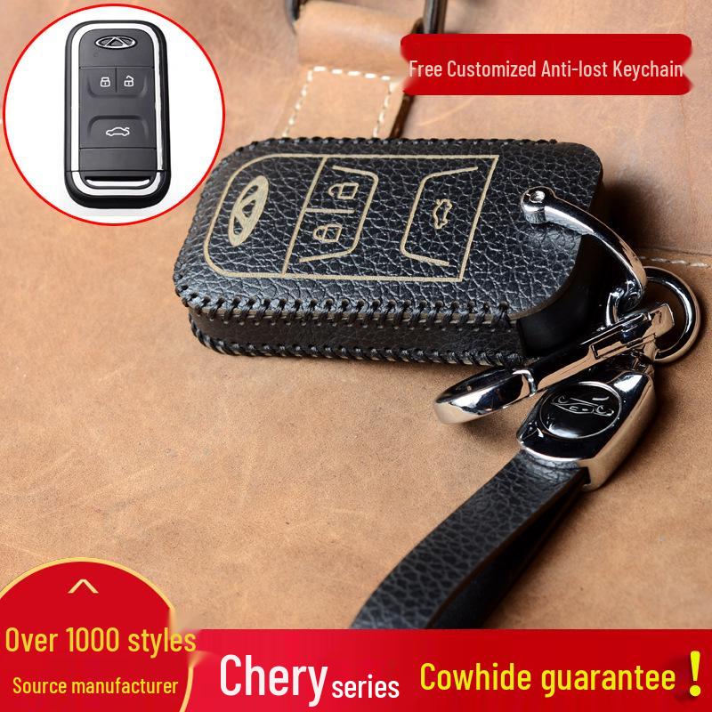 Chery Key Cover for Tiggo 5/8/3, Arrizo 5PLUS, Arrizo GX, and Tiger X7 - Cowhide Buckle for Women