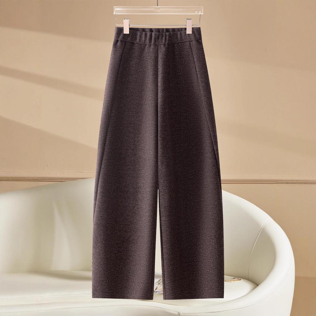 High-End Wool Wide-Leg Curved Pants for Women - Autumn/Winter 2025 Petite Nine-Point Casual Long Trousers
