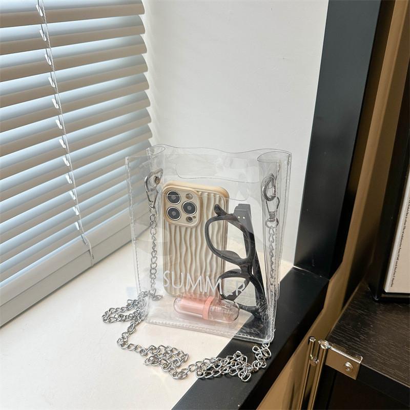 

Chic Street Style Women s Crossbody Bag 2024 Summer Pvc Pearl Transparent Medium Handbag Transparent