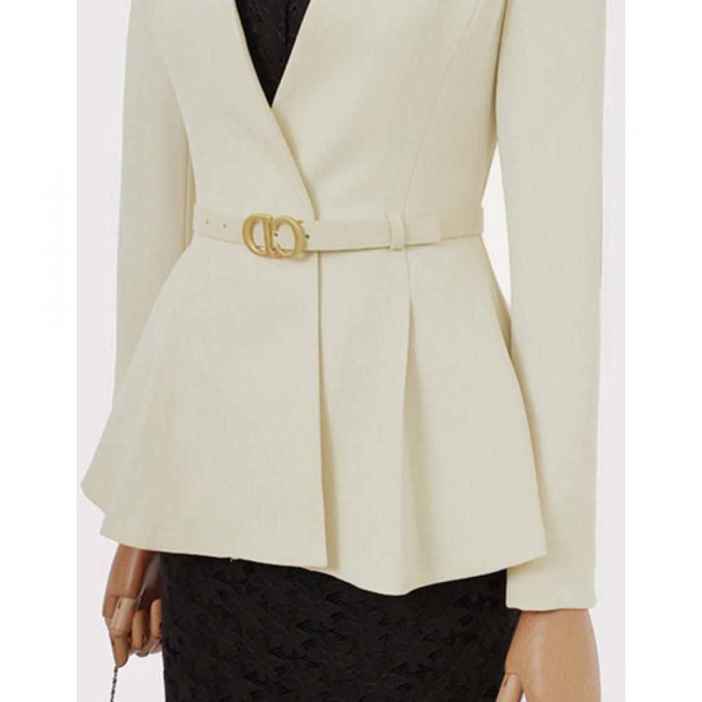 Win Women S claSSic Peplum collarleSS Jacket