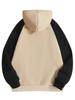 Women's Color Block Raglan Sleeve Hoodie: Velvet Warm, Loose Fit, Long Sleeve Pullover for Autumn and Winter.