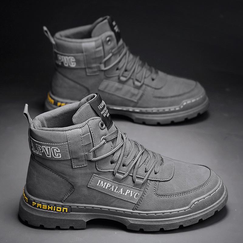 K651 autumn and winter youth fashion Martin boots high-top lace-up men's locomotive boots outdoor leisure student tide shoes