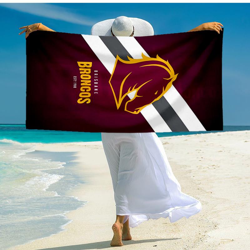 Brisbane Broncos Fashion Beach Towel: Ideal for Summer Adventures, Soft, absorbent and quick drying, suitable for swimming and bathing