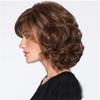 European and American Fashionable Women's Short Curly Hair Wig, Brown Slanted Bangs, High-temperature Silk Wig Headband