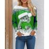 Cat Fun Pattern Women's Christmas T-shirt Long Sleeve
