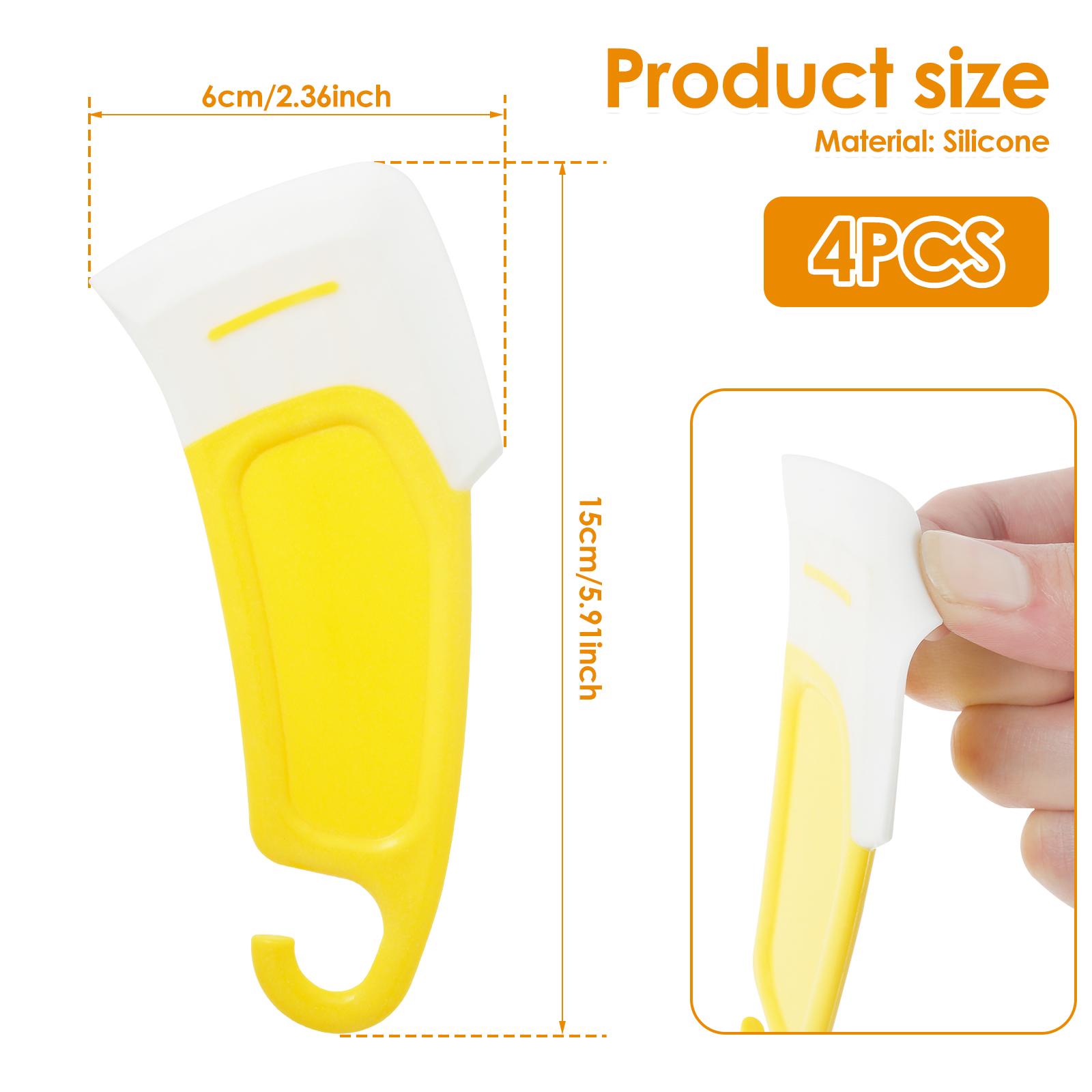

4PCS Compact Silicone Pan Scraper Ergonomic Dish Cleaning Spatula Dishwasher Safe Dish Cleaning Silicone Pot Cleaning Spatula 4PCS One Set жёлтый