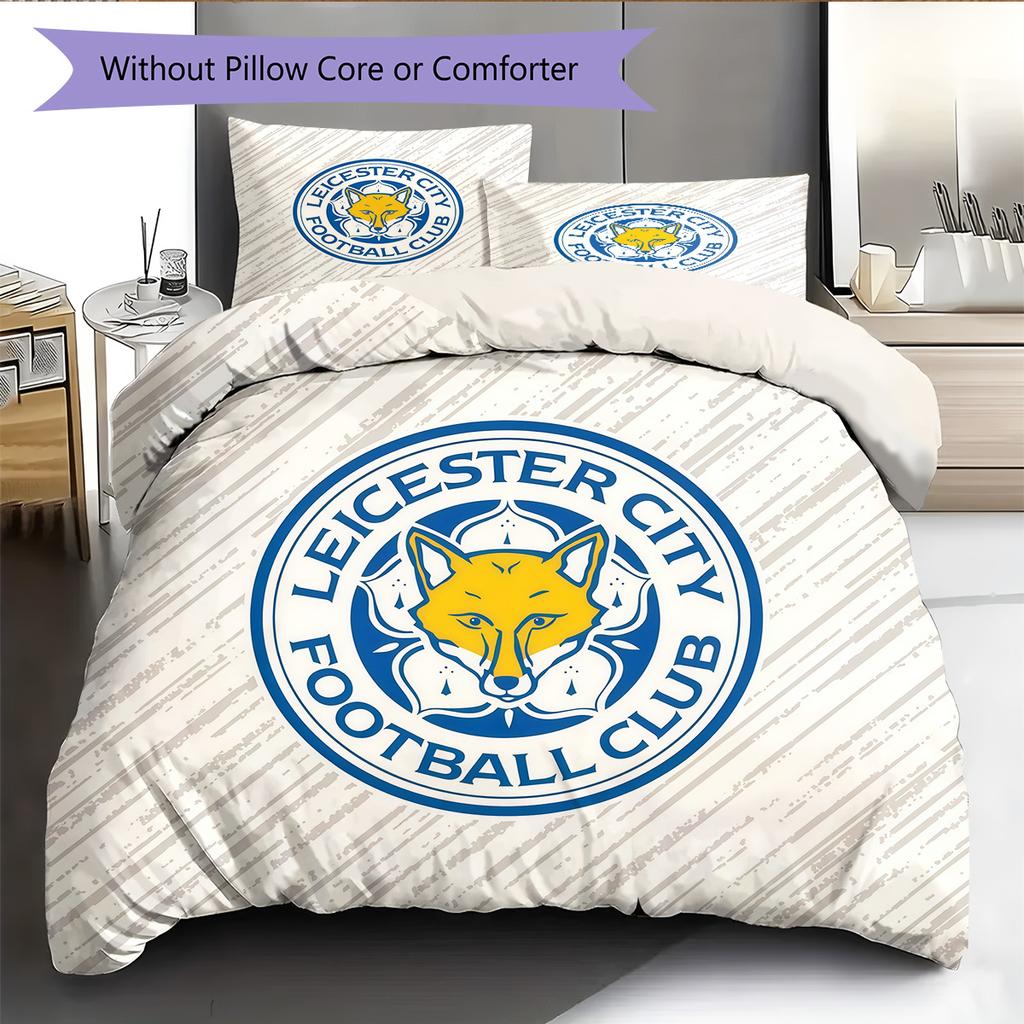 Leicester City Football Club Pattern Bedding Quilt Set Home Decoration Gift (1 * duvet cover + 2 * pillowcase without core)