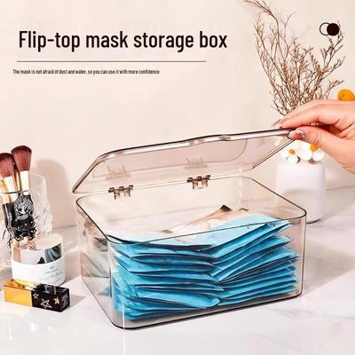 Průhledný prachotěsný úložný box s víkem na kosmetiku a péči o pleť