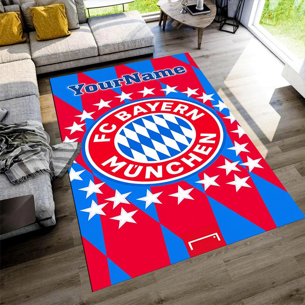 Bayern Munich Customize Text Carpet Design for Playrooms Dining Room Living Rooms Game Room Anti-slip Rug Decorate Offices Best for Christmas