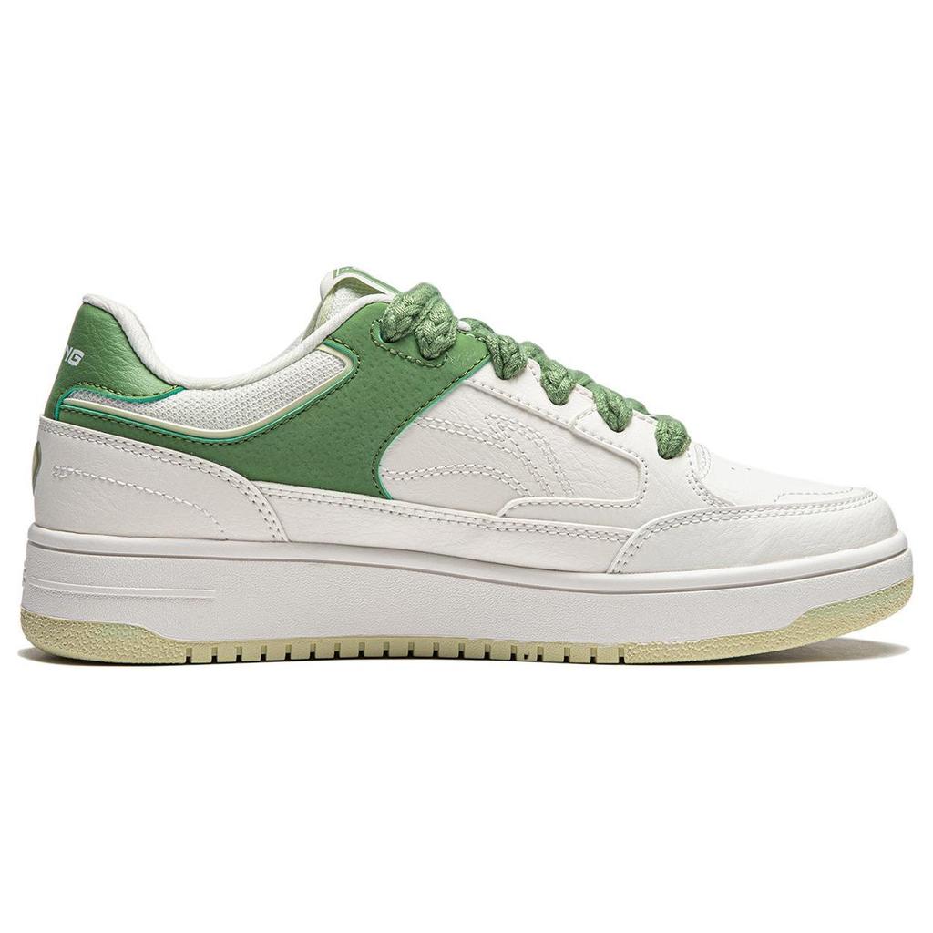 Li Ning Tianji Slip Resistant, Abrasion Resistant, Lightweight, Breathable Low Top Skateboard Shoes Women's White Green AGCU096-1
