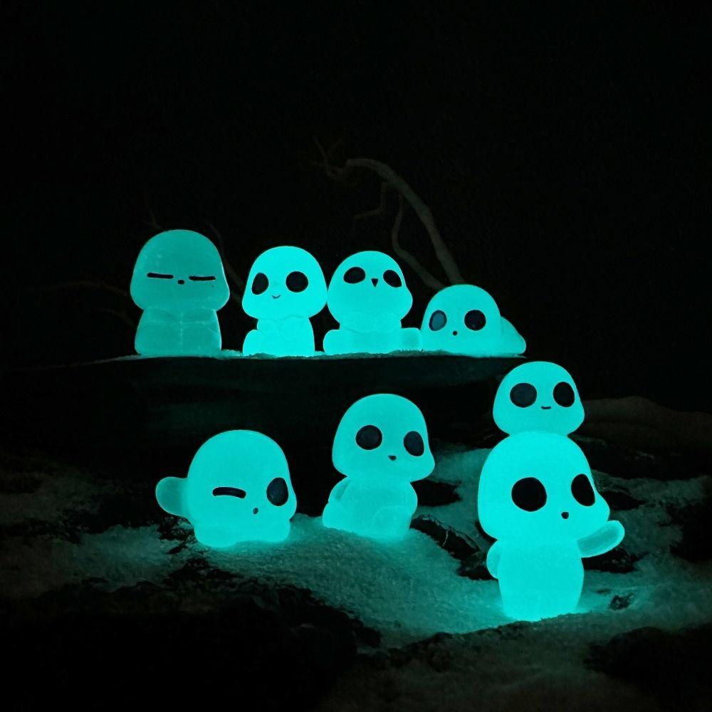 

10pcs Glow in Dark Cartoon Alien Ornaments Realistic Micro Landscape Decoration Fish Tank Decor синий