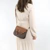 Michael Kors MK Emilia Commuter Fashion Design Classic Monogram Color Block Leather Saddle Bag Women Shoulder Bag Dark-Brown Brown 35S2GU5C1B-BROWN