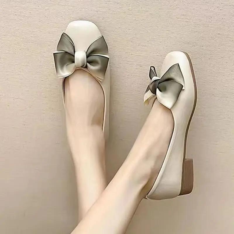Shoes for Women Cute Woman Pumps Fashion Square Heels Kawaii Luxury Women's On Sale High Quality Spring Quick Delivery Casual