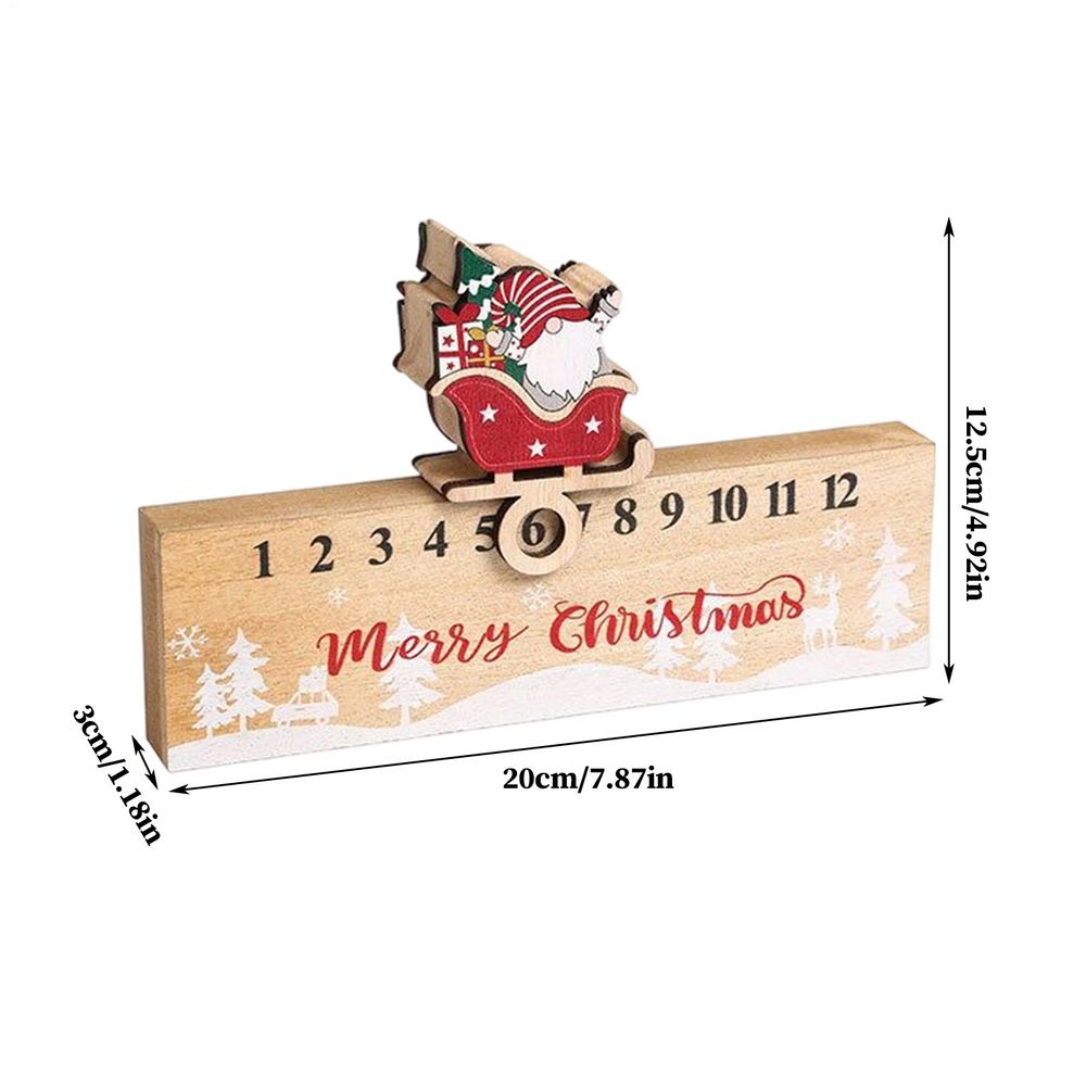 Countdown To Christmas Calendar Sliding Sleigh Gnome Ornament Double-Sided 24 Numbers Design Wooden Advent Countdown For Winter