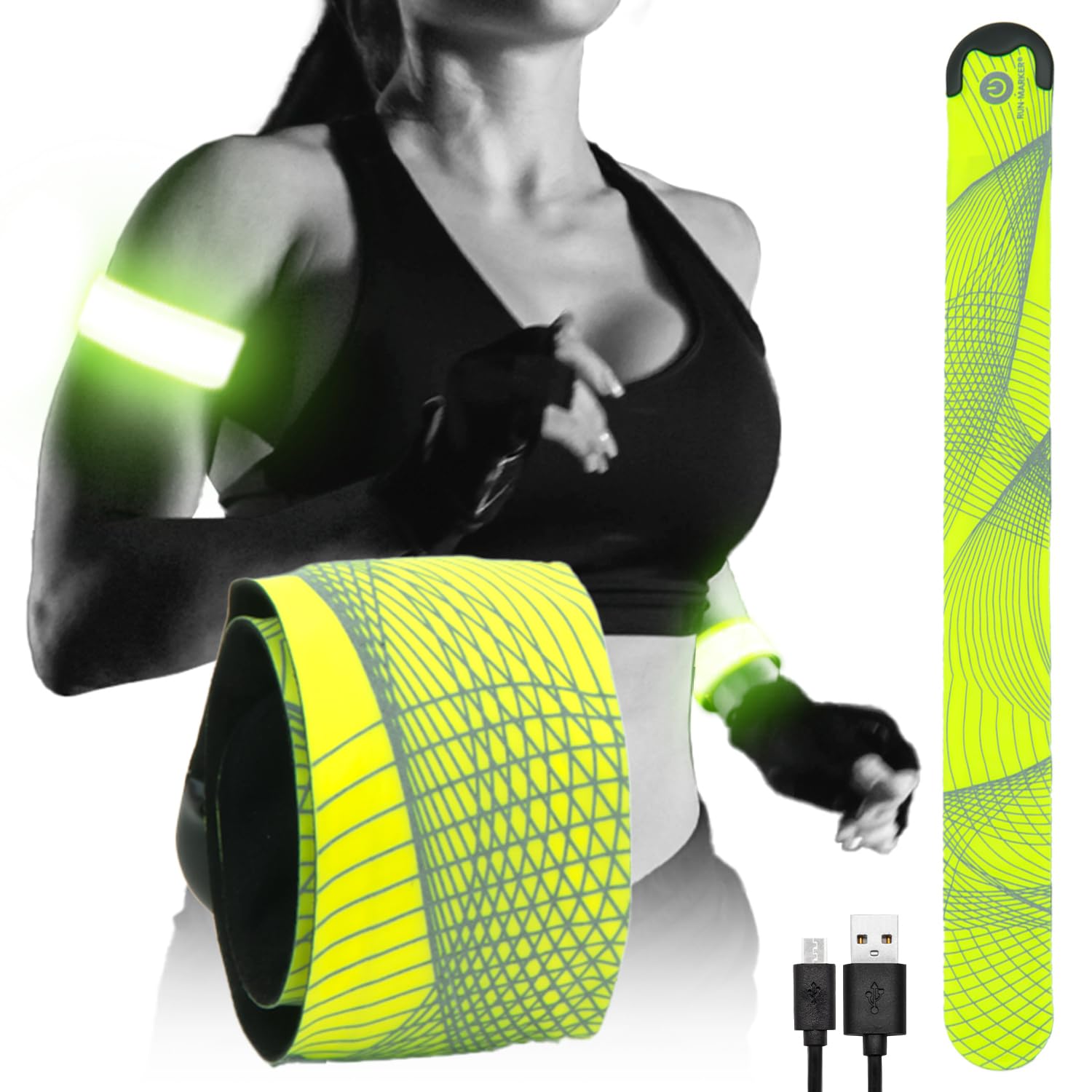 

HAPPYJOINT Беговой маркер Зарядка Беговой фонарь Перезаряжаемый Мигающий Нарукавник на руку Запястье Светодиодная повязка