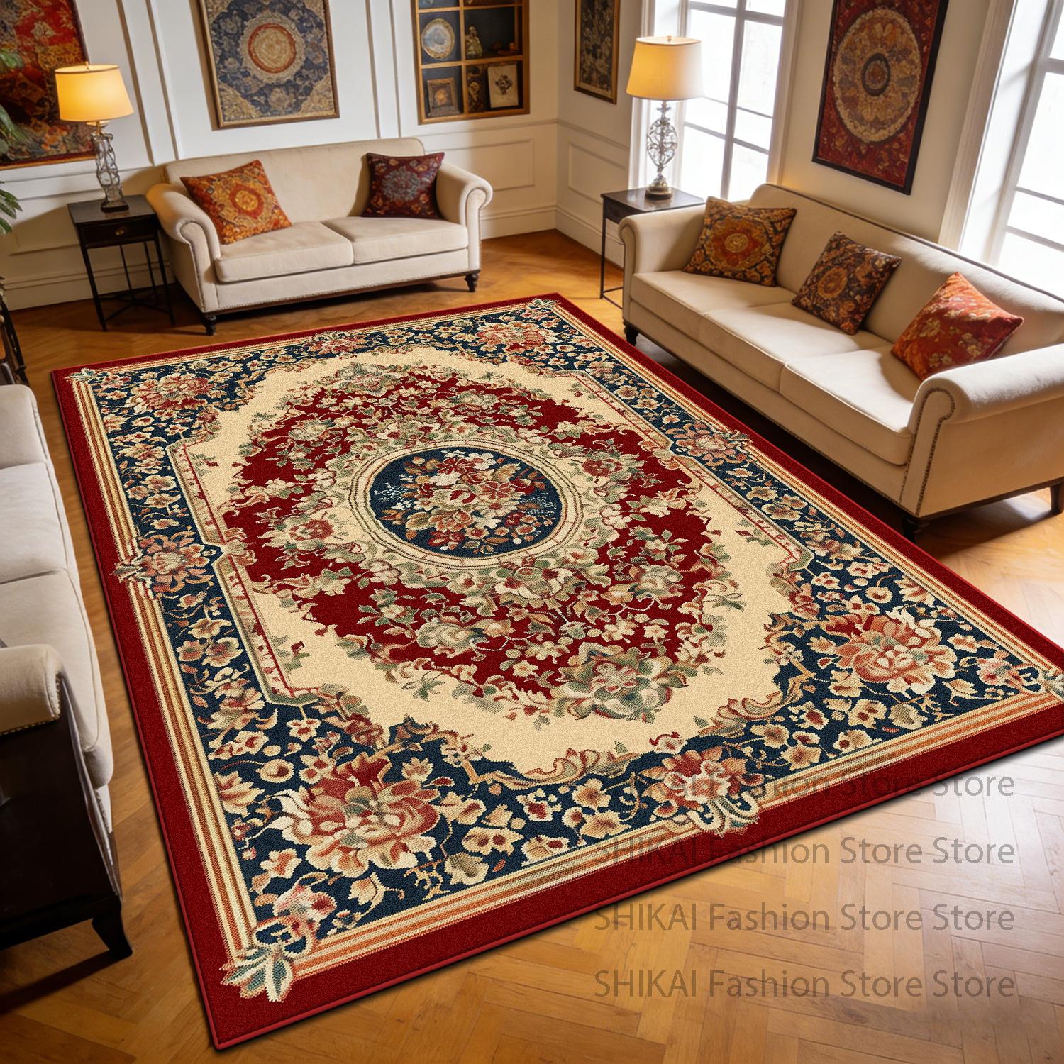 

Красный Европейский Роскошный Цветочный Узор Садовый Ковер Декор Гостиной Нескользящий Мягкий Ковер Легко Чистится Не Оставляет Катышков Большие Напольные Коврики 60x90cm