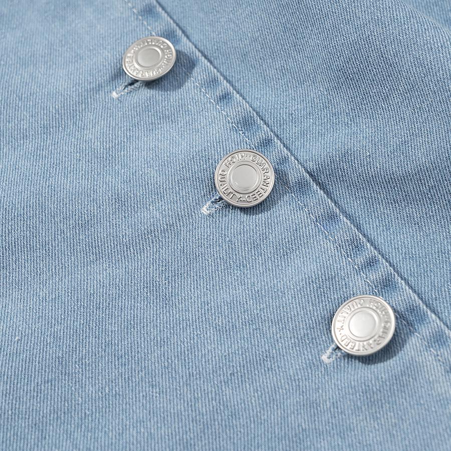 Women's Blue Sexy Button Denim Long Dress
