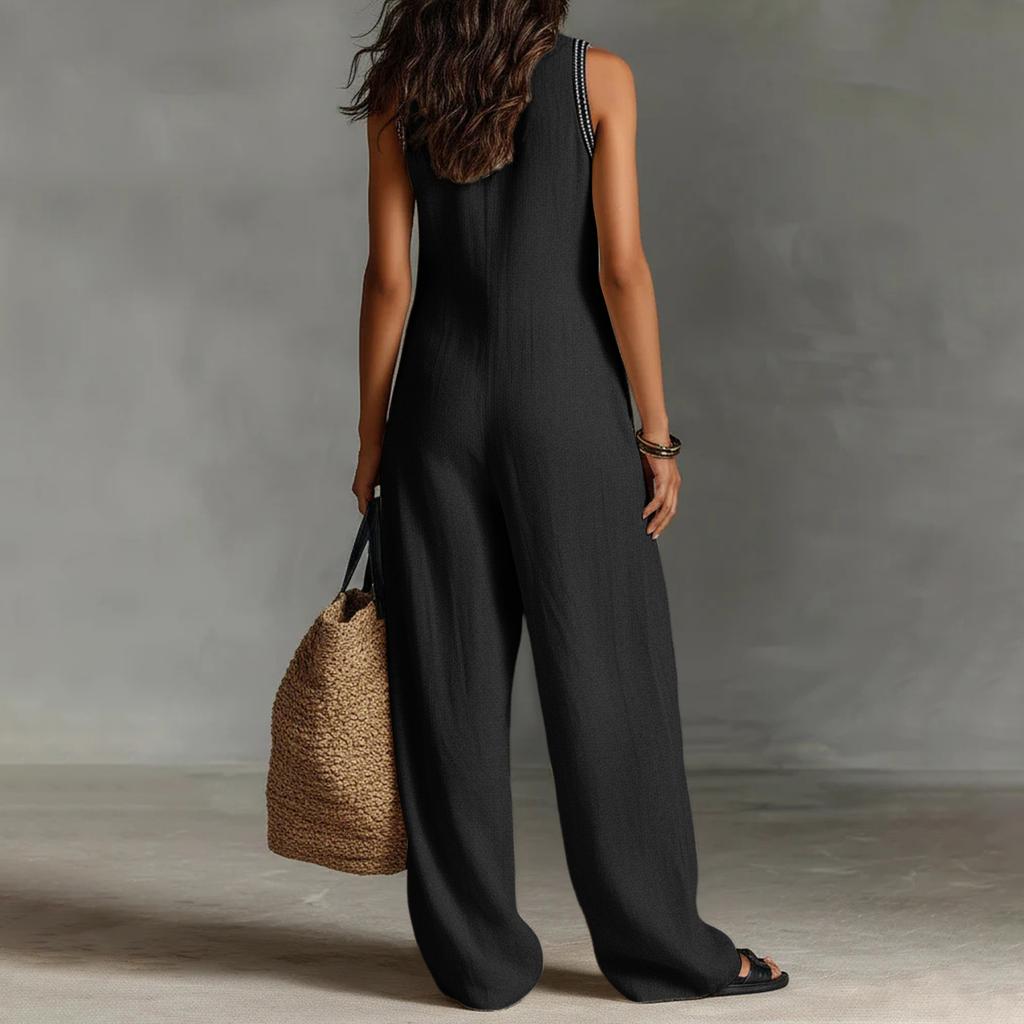 Damen Farbiger Lässiger Modischer Jumpsuit mit Taschen
