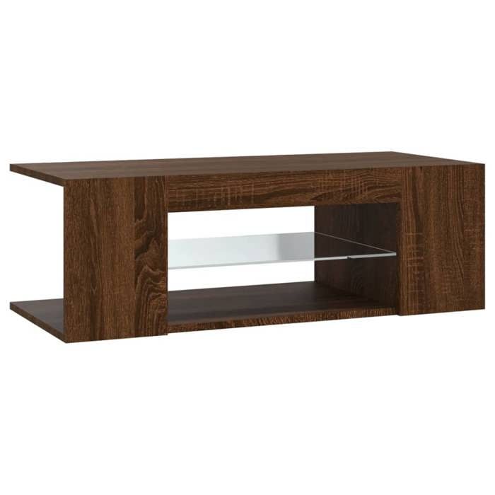 VidaXL Meuble TV avec lumières LED Chêne marron 90x39x30 cm, support tv, armoire média, armoire hifi, unité tv, unité média, 822667