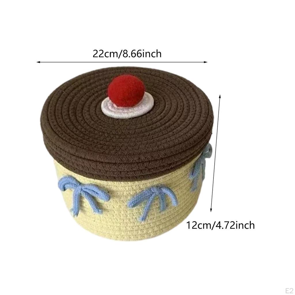 Cotton Rope Storage Basket, with Cover ,Organization Container Organizer for Bedside Home Decor