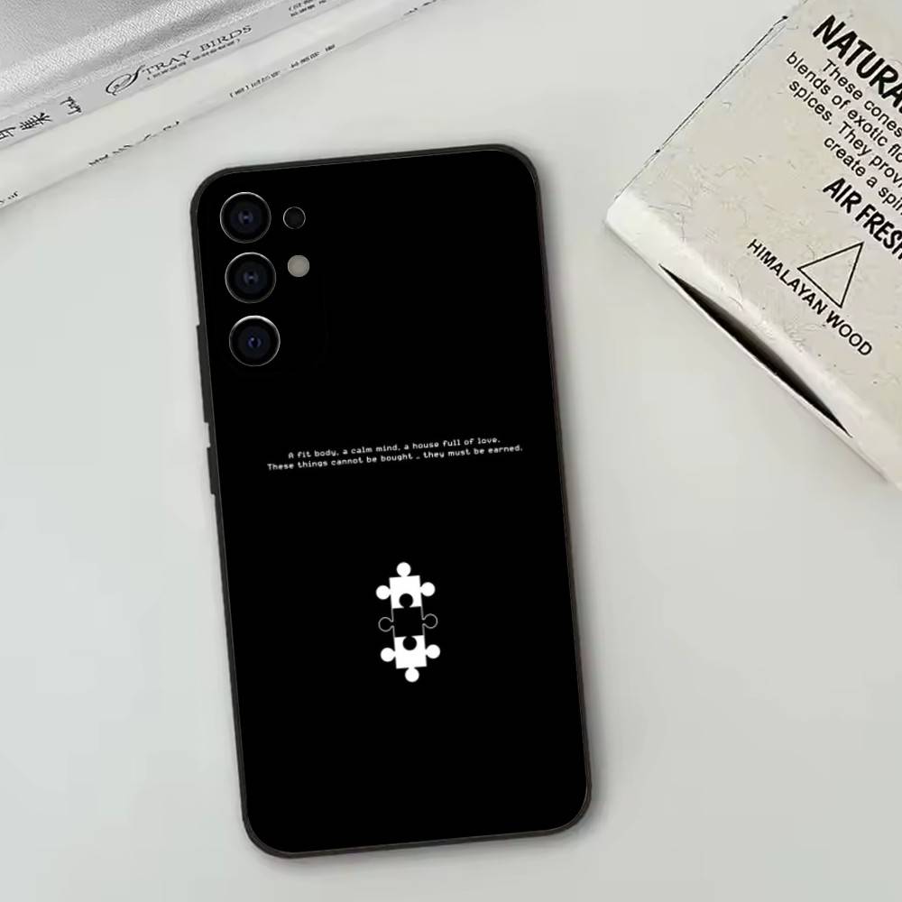 Creative puzzle Phone Case Black Silicone Soft For Samsung S25,S24,S21,S22,S23,S30,Ultra,S20,Plus,Fe,Lite