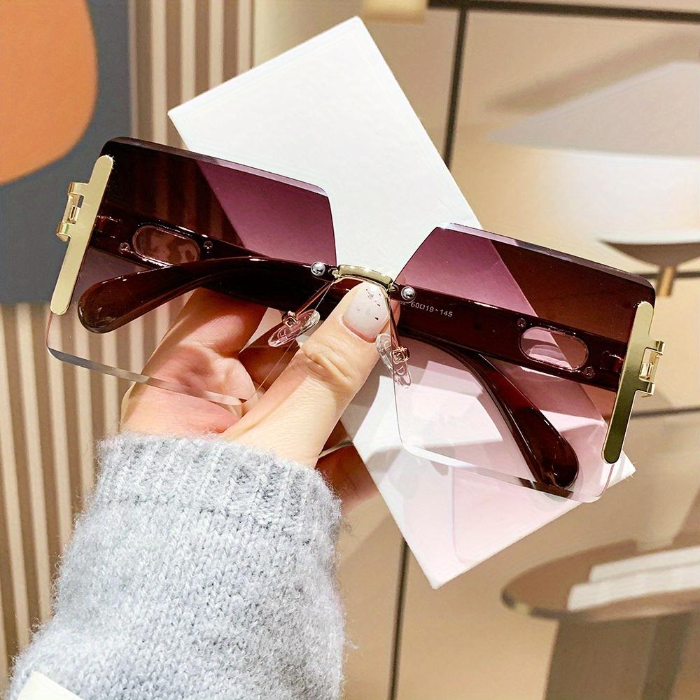 Rimless Square Fashion Fashion Sunglasses for Women & Men - Y2K Luxury Gradient Shades, Lightweight Composite Frame Sunglasses