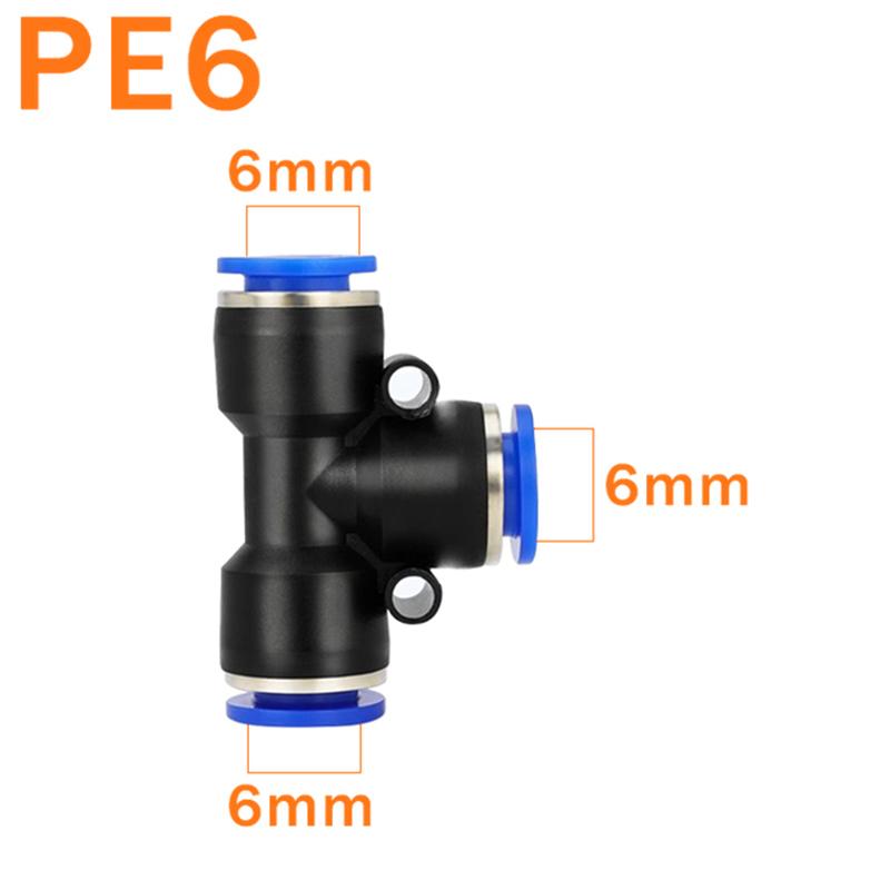 10PCS PE Air Connectors 4 6 8 10 12MM PEG Pneumatic Fitting Slip Lock Tee 3Way Plastic Pipe Water Hose Tube Quick Connector Fuel System Fittings7