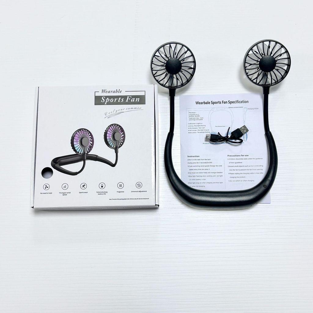 2025 Faltbarer tragbarer Nackenventilator, USB wiederaufladbar, Lange Akkulaufzeit, Leise Kühlung, 3. Gen
