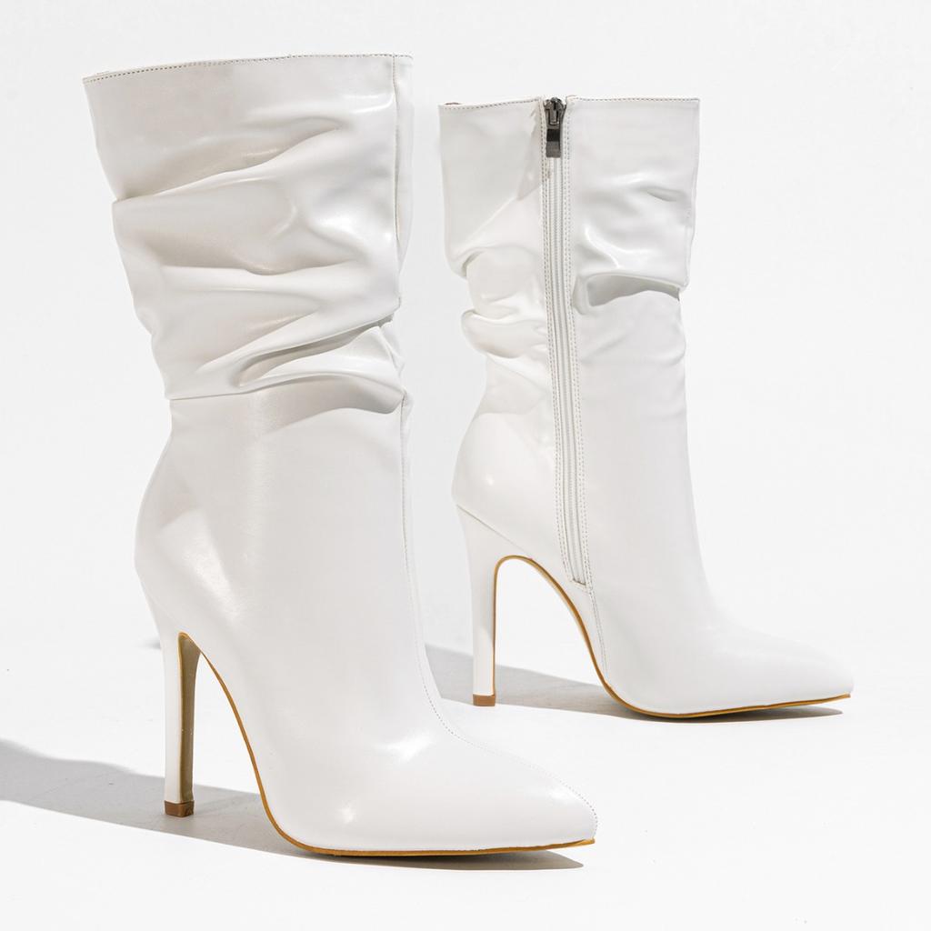 European and American Style Women's Fashion Pointed Toe High Heel Boots Ladies Sexy Side Zipper Short Boots