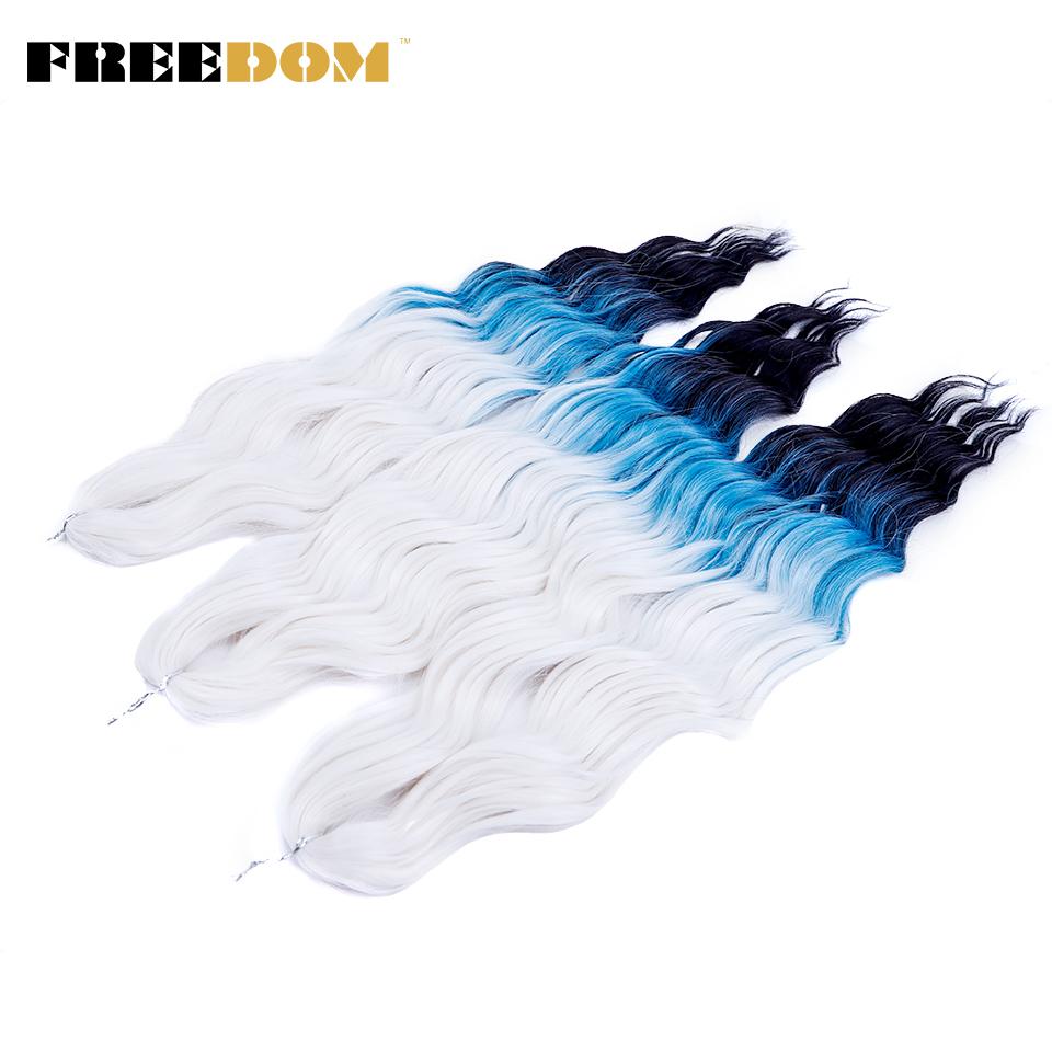 FREEDOM Synthetic Braiding Hair Extensions Natural Curly Wavy 24inch Water Wave Braid Hair Ombre Blonde Brown Twist Crochet Hair