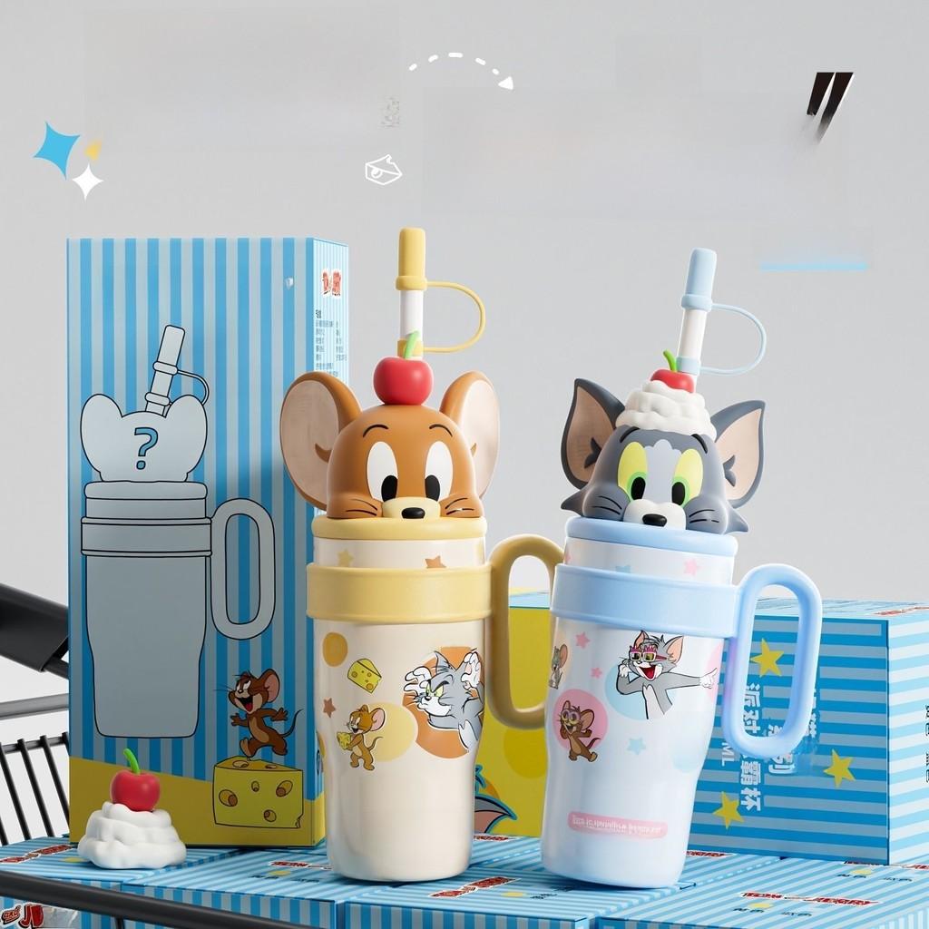 Tom And Jerry Insulated Travel Mug With Straw And Handle For Office Use