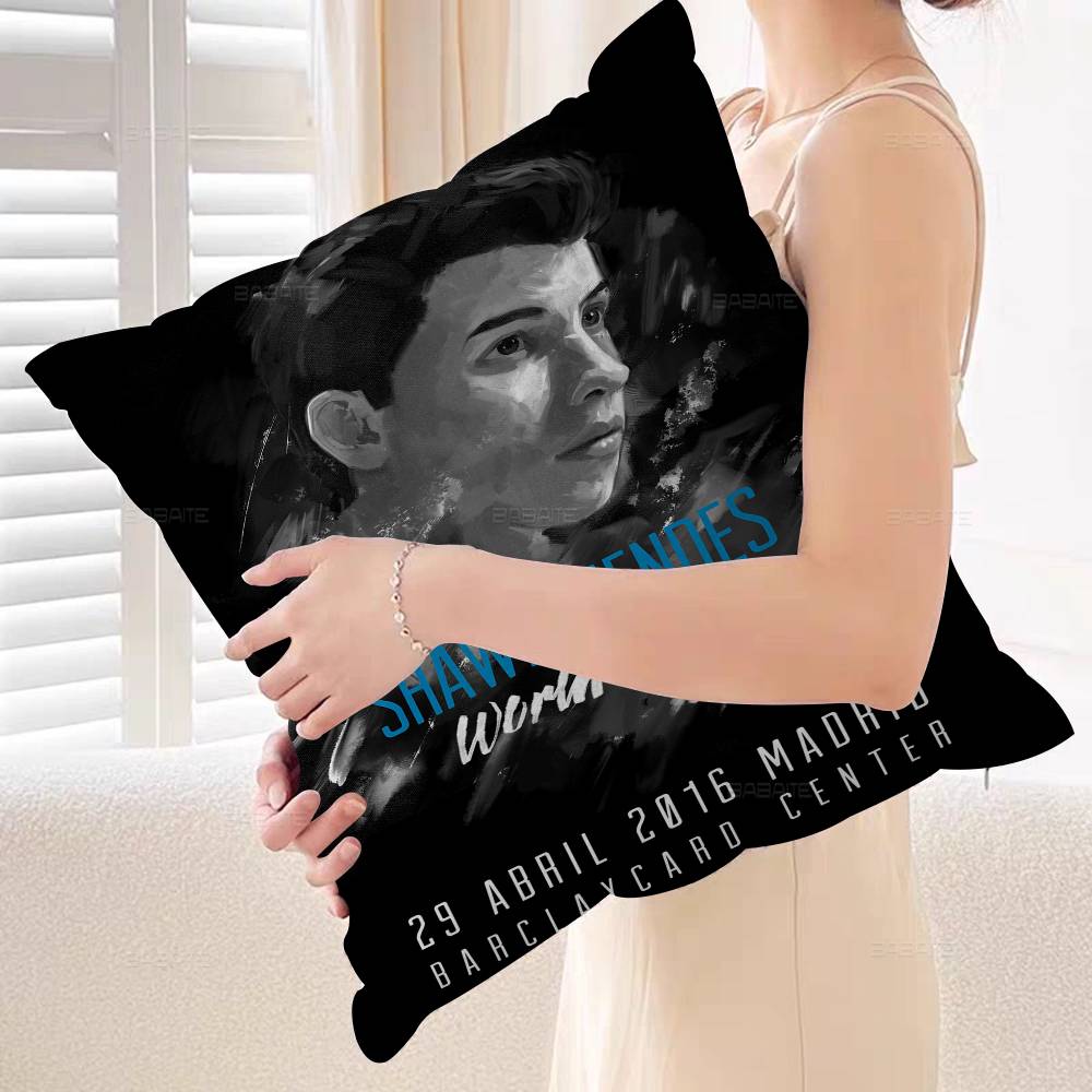 S-Shawn Mendes Populär Sångare Kudde Anime Kudde Soffa Säng Huvudkudde Överdrag Kuddfodral 45x45 cm Mode