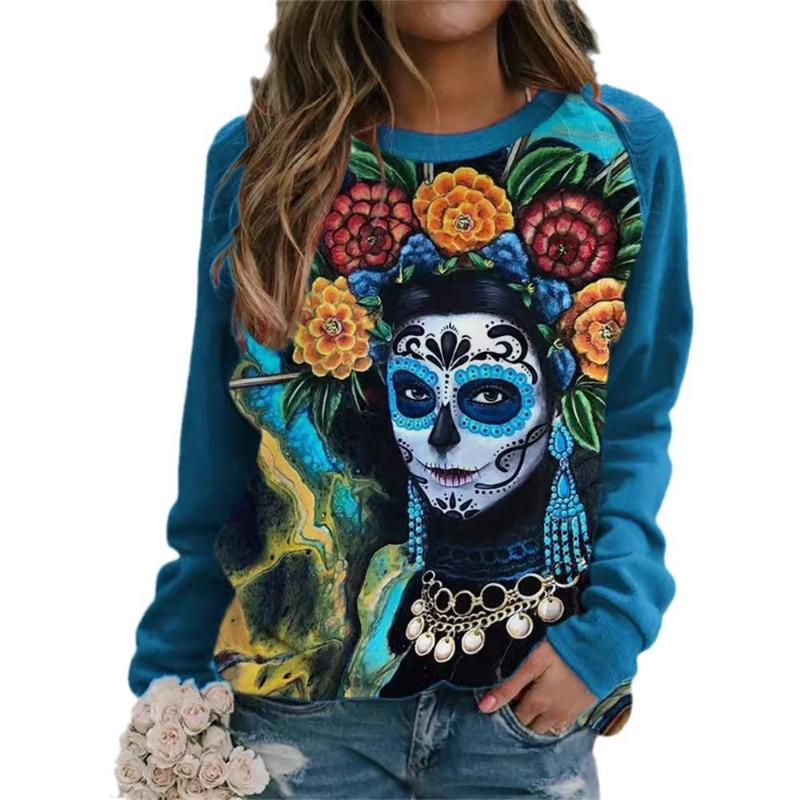 Shoulder sleeves for spring autumn comfortable and fashionable simple and loose 3D digital printed women's clothing Pullovers & Long Sleeves