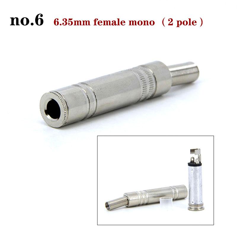 2pcs 2 3 Pole 6.35mm 6.5mm Audio Male Female Mono Stereo Solder Connector Plug Socket Gold Plated Metal Amplifier Mic Converter
