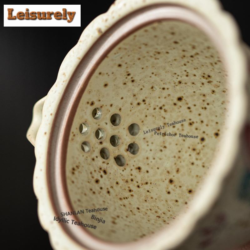 125ML Caramel Glaze Butterfly Lily High-foot Handheld Teapot Japanese Tea Infuser Pot Tea Making Kettle with Filter Teaware Gift