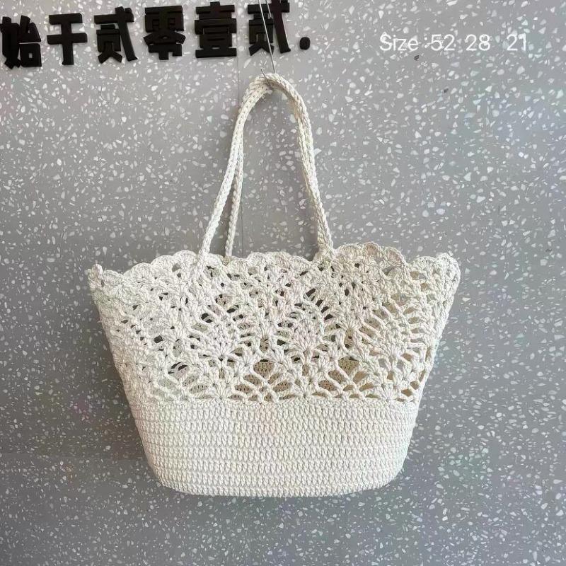 

Star same wax rope handmade crocheted bag handmade light luxury niche woven bag cotton bag knitted bag shoulder beach bag белый