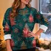 Women's Fashion Casual Long Sleeve Christmas Printed Round Neck Plus Velvet Thickened Sweatshirt