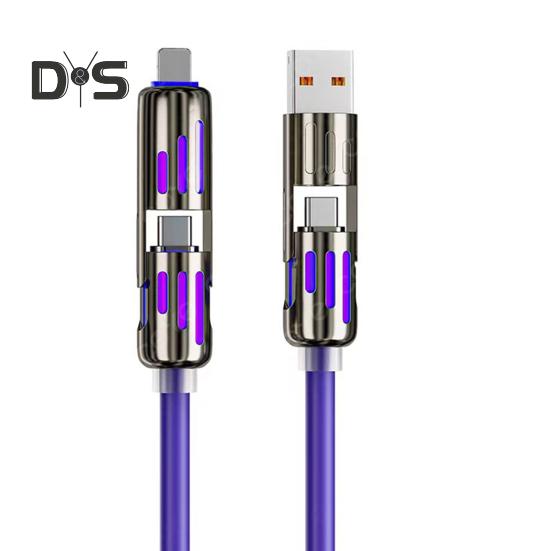 Fast Charging Data Cable 240W Thickened Silicone Charging Cable Multi-Protocol Data Transfer Cable for IPhone Tablets