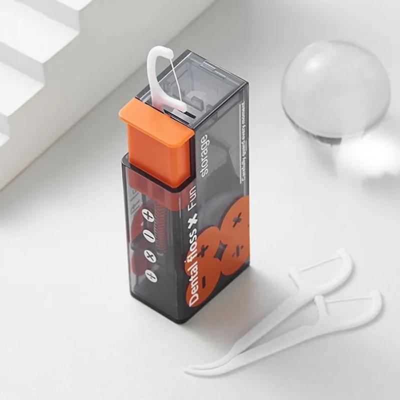 Portable Dental Floss Box Automatic Pop Up Floss Dispenser Press Type Travel Disposable Toothpick Floss Stick Holder