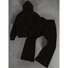 Trendy Patterned Hooded Sweatshirt Wide Leg Pants Set Simple and Slim Fit Suitable for Commuting Sports and Family Use