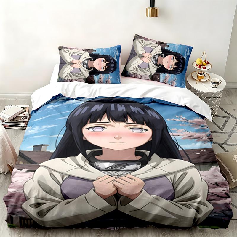 Hyuga Hinata 3pc Set Perfect for Bedroom Use Comfortable Bedding Set Includes a Duvet Cover and Two Pillowcases Ideal Birthday or Christmas Gift