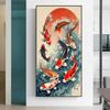 Vintage Koi Fish Canvas Wall Art Abstract Lucky Fish Poster Print for Living Room Bedroom Office Home Decor Canvas Painting