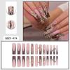 European and American cross-border water pipe nail heavy industry alloy bow gold diamond-encrusted nail leopard print long fake nail manicure
