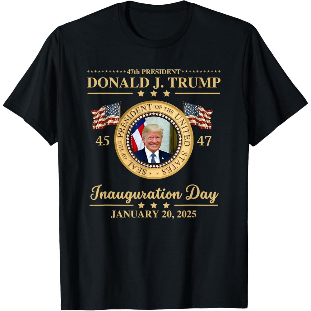 Trump Photo Inauguration Day January 2025 USA Flag Formal T-Shirt L чёрный