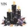 Personalized Bedroom Living Room Decor Black Candle Pumpkin Skull Light Switch Sticker, Halloween Dark Fairy Tale Cover Decals Removable Wall